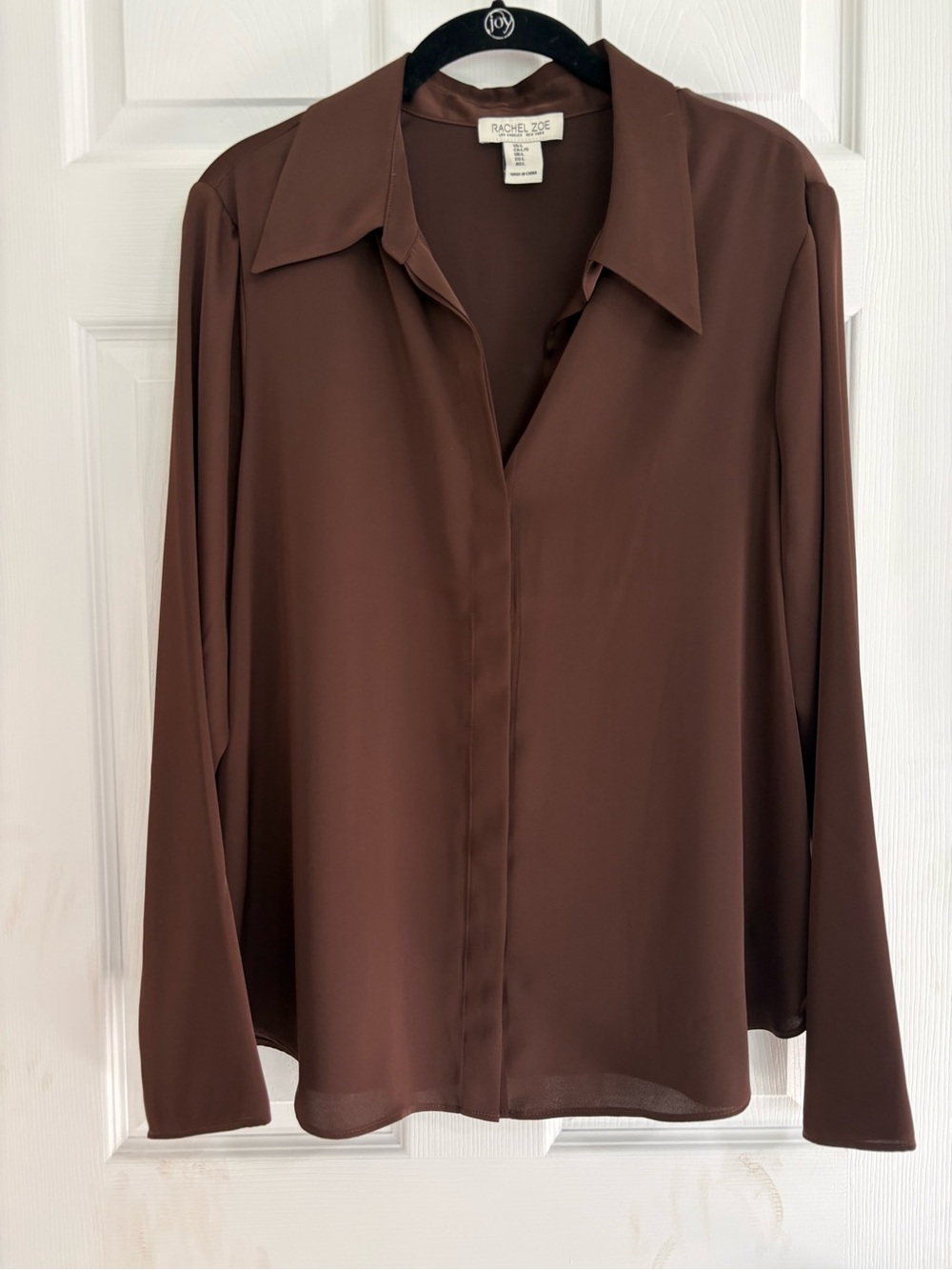 Rachel Zoe Chocolate Brown Button-Front Blouse